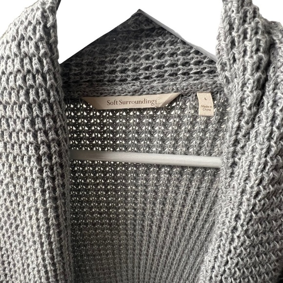 Soft Surroundings Townsend Cardigan Sweater Coat Gray Chunky Knit Size Large - Picture 3 of 10